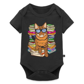 Reading Bookworm Gift Funny Books Cat - Baby Premium short-sleeve bodysuit - black - Front
