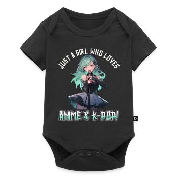 Juste une fille qui aime l’anime et la K-Pop - Body à manches courtes Premium Bébé - noir - Devant