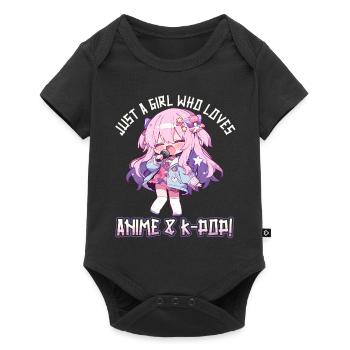 Juste une fille qui aime l’anime et la K-Pop - Body à manches courtes Premium Bébé - noir - Devant