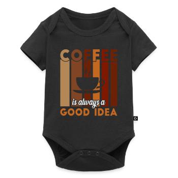 Kaffee - Baby Premium Kurzarmbody - Schwarz - Vorne
