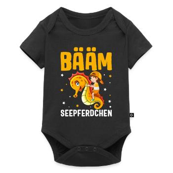 BÄÄM Seepferdchen bestanden Schwimmkurs - Baby Premium Kurzarmbody - Schwarz - Vorne