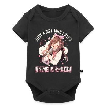 Juste une fille qui aime l’anime et la K-Pop - Body à manches courtes Premium Bébé - noir - Devant