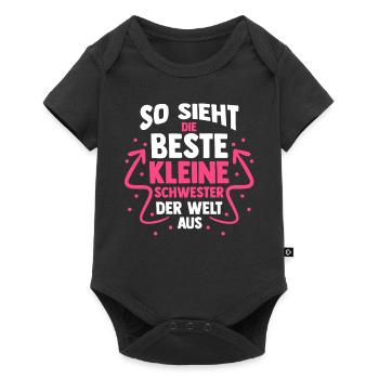 Geschwister Schwestern Schwester - Baby Premium Kurzarmbody - Schwarz - Vorne
