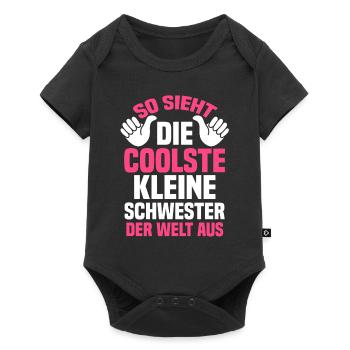 Geschwister Schwestern Schwester - Baby Premium Kurzarmbody - Schwarz - Vorne