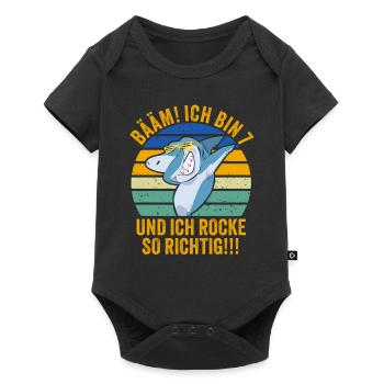 7 Jahre Junge Geschenk 7. Geburtstag Sieben - Baby Premium Kurzarmbody - Schwarz - Vorne