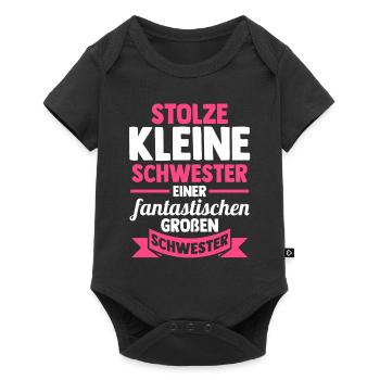 Geschwister Schwestern Schwester - Baby Premium Kurzarmbody - Schwarz - Vorne