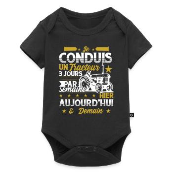 Cadeau Tracteur & Agriculture & Fermier - Body à manches courtes Premium Bébé - noir - Devant