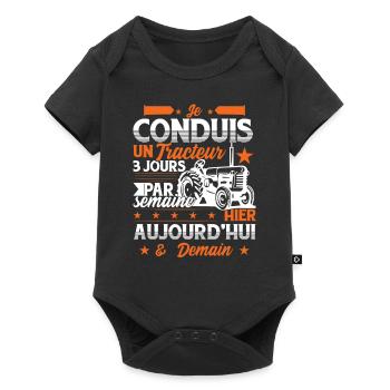Je Conduis Un Tracteur - Body à manches courtes Premium Bébé - noir - Devant