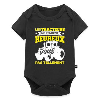 Paysan Tracteur Cadeau - Body à manches courtes Premium Bébé - noir - Devant
