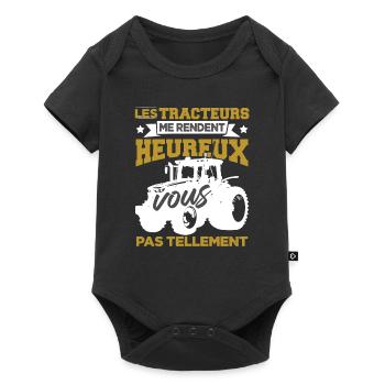 Les Tracteurs Me Rendent Heureux - Body à manches courtes Premium Bébé - noir - Devant