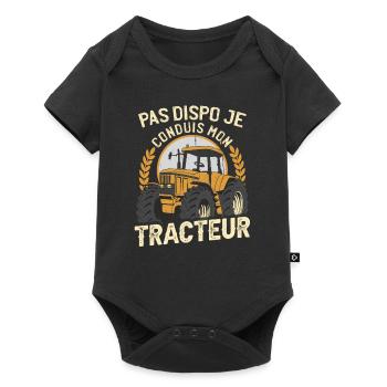 Pas Dispo Je Conduis Mon Tracteur - Body à manches courtes Premium Bébé - noir - Devant