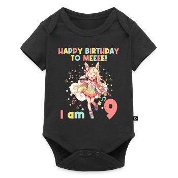 Anime Mandga K-Pop KPop Girl 9th Birthday - Baby Premium short-sleeve bodysuit - black - Front