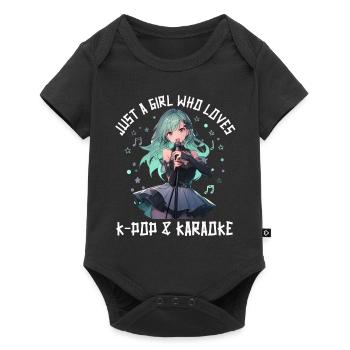 Juste une fille qui aime l’anime K-Pop et le karaoké - Body à manches courtes Premium Bébé - noir - Devant