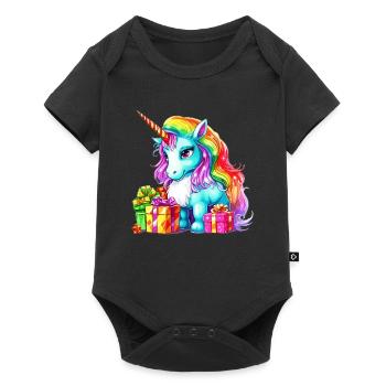 Ich liebe Einhörner - Lustiges Einhorn Weihnachtsdesign - Baby Premium Kurzarmbody - Schwarz - Vorne