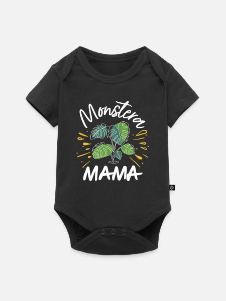 Monstera Mama - Baby Premium Kurzarmbody - Schwarz
