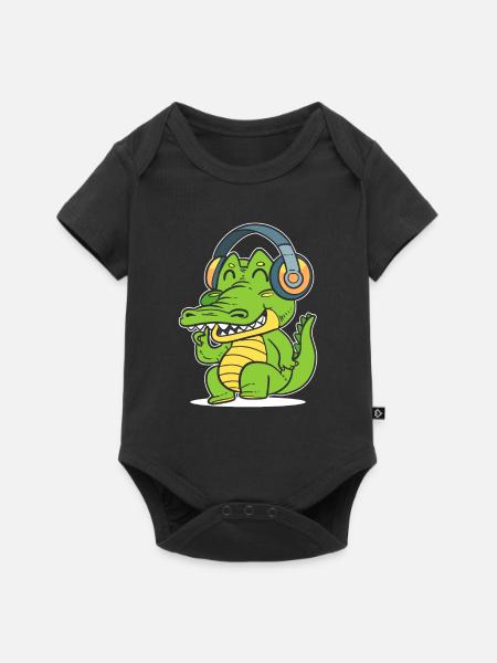 DJ Crocodile Discjockey - Baby Premium Kurzarmbody - Schwarz