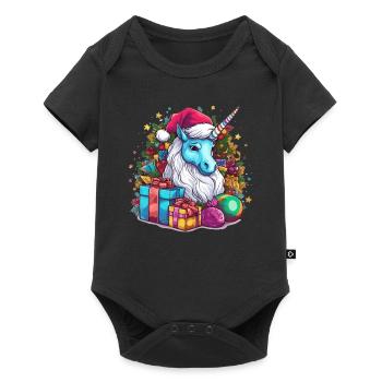 Noël magique mignon licorne pour les enfants - Body à manches courtes Premium Bébé - noir - Devant