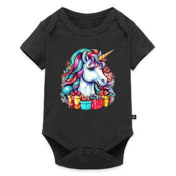 Mignon design de Noël de style licorne pour les enfants - Body à manches courtes Premium Bébé - noir - Devant
