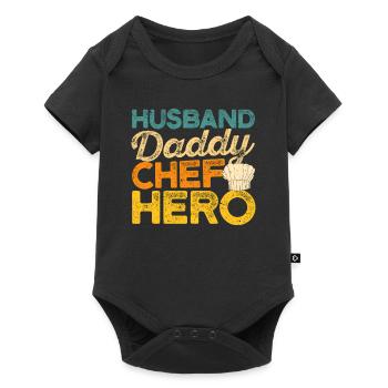 Ehemann Papa Chefkoch Held lustig Kochen Papa Koch - Baby Premium Kurzarmbody - Schwarz - Vorne