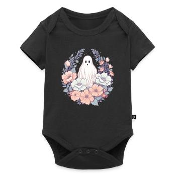 Halloween Groovy Ghost Hippie Fleurs Vintage - Body à manches courtes Premium Bébé - noir - Devant