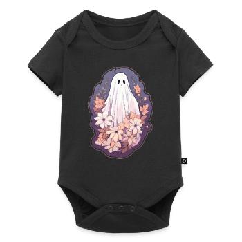 Halloween Groovy Ghost Hippie Fleurs Vintage - Body à manches courtes Premium Bébé - noir - Devant