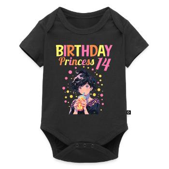 Anime Mandga Boba Bubble Tea 14th Birthday - Baby Premium short-sleeve bodysuit - black - Front