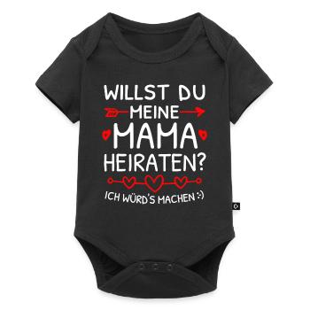 Willst du meine Mama heiraten? Heiratsantrag - Baby Premium Kurzarmbody - Schwarz - Vorne