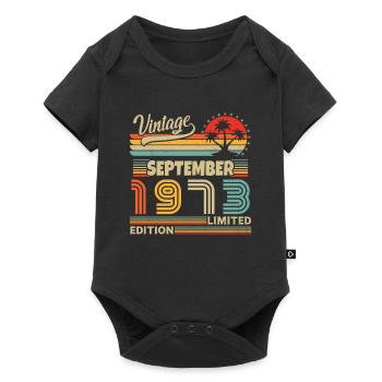 Cadeau Anniversaire Rétro Vintage 1973 Septembre - Body à manches courtes Premium Bébé - noir - Devant