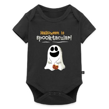 Cute ghost celebrates Happy Halloween - Baby Premium short-sleeve bodysuit - black - Front