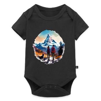 Zermatt, Matterhorn, Matterhorn mountain, hiker - Baby Premium short-sleeve bodysuit - black - Front