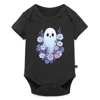 Halloween Groovy Ghost Hippie Fleurs Vintage - Body à manches courtes Premium Bébé - noir - Devant