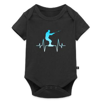 Kite Surfen Herzschlag - Baby Premium Kurzarmbody - Schwarz - Vorne