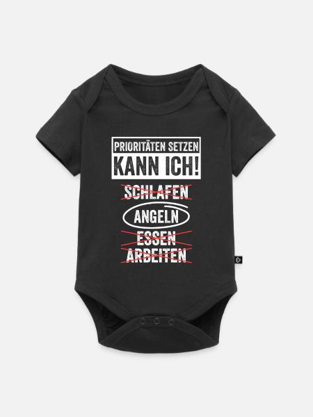 Angel Fischen Angeln Angler - Baby Premium Kurzarmbody - Schwarz