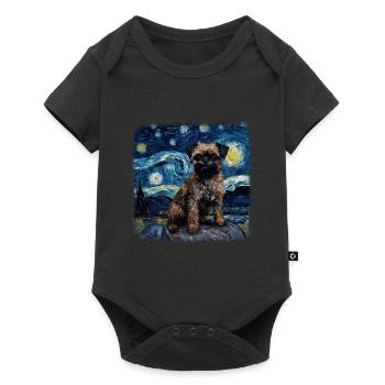 Brussels Griffon Van gogh starry night - Baby Premium Kurzarmbody - Schwarz - Vorne