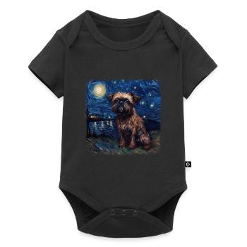 Brussels Griffon Van gogh starry night - Baby Premium Kurzarmbody - Schwarz - Vorne
