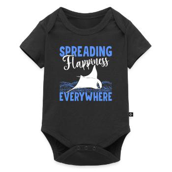 Mantarochen Verbreiten Flappiness Mantarochen - Baby Premium Kurzarmbody - Schwarz - Vorne
