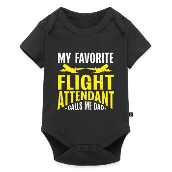 Flight Attendant Papa Stewardess Flight Attendant - Baby Premium short-sleeve bodysuit - black - Front