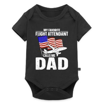 Flight Attendant Papa Stewardess Flight Attendant - Baby Premium short-sleeve bodysuit - black - Front