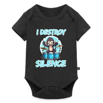 I Destroy Silence Affe Schlagzeug Trommeln - Baby Premium Kurzarmbody - Schwarz - Vorne
