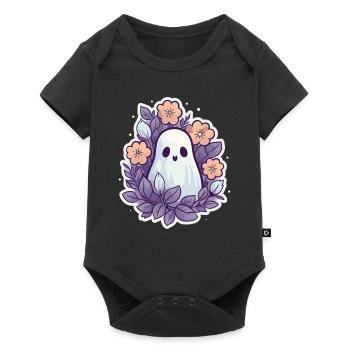 Halloween Groovy Ghost Hippie Fleurs Vintage - Body à manches courtes Premium Bébé - noir - Devant