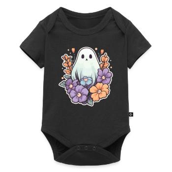Halloween Groovy Ghost Hippie Fleurs Vintage - Body à manches courtes Premium Bébé - noir - Devant