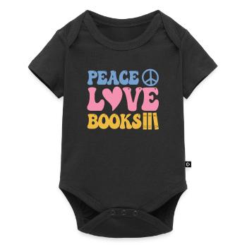 Peace Love Books Funny Book Lover Reading - Baby Premium short-sleeve bodysuit - black - Front