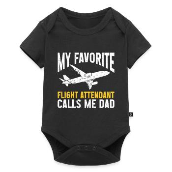 Flight Attendant Papa Stewardess Flight Attendant - Baby Premium short-sleeve bodysuit - black - Front