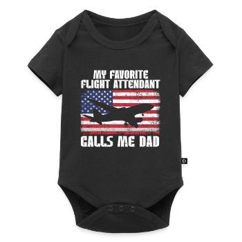 Flight Attendant Papa Stewardess Flight Attendant - Baby Premium short-sleeve bodysuit - black - Front