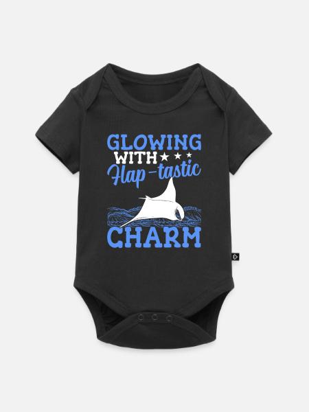 Mantarochen Flap-tastischer Charme Mantarochen - Baby Premium Kurzarmbody - Schwarz