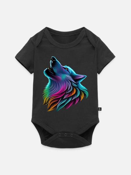 Bunter Wolf - Baby Premium Kurzarmbody - Schwarz