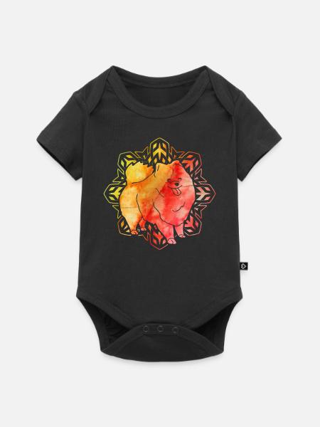 Pomeranian Zwergspitz - Baby Premium Kurzarmbody - Schwarz