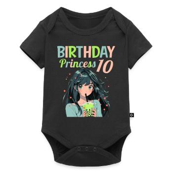 Anime Mandga Boba Bubble Tea 10. Geburtstag - Baby Premium Kurzarmbody - Schwarz - Vorne