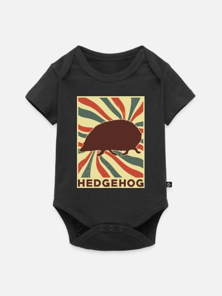 Igel Retro Vintage - Baby Premium Kurzarmbody - Schwarz