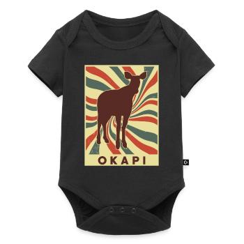 Okapi Retro Vintage - Baby Premium Kurzarmbody - Schwarz - Vorne